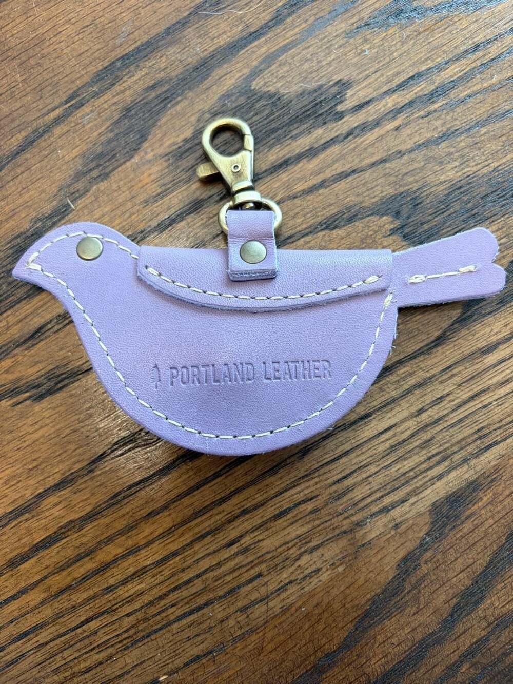 Portland Leather Orchid Mockingbird Keychain Bird Purse Charm